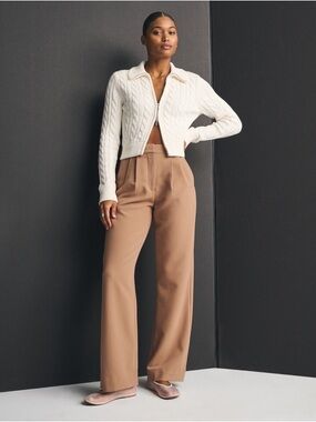 Abercrombie Curve Love Sloane Tailored Wide Leg Pant - Brown/Tan - Size 16 R